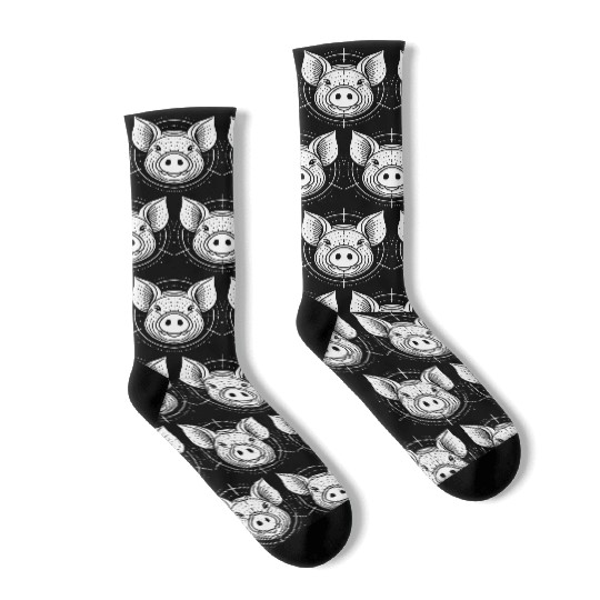 Pig face pigs vector farm animal path20 Socks