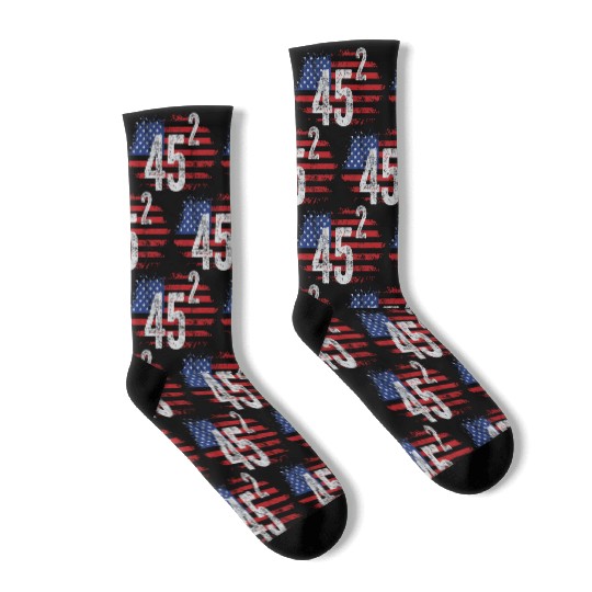 Trump 45 Squared Two Terms Election American Socks