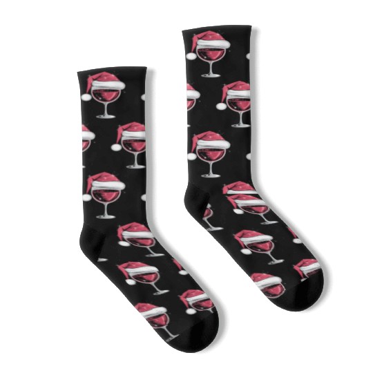 Red Wine Glass Christmas Funny Christmas Xmas Socks