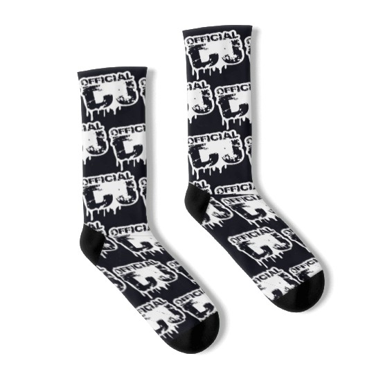 Official DJ Graffiti Spray Drops Music Party Text Socks