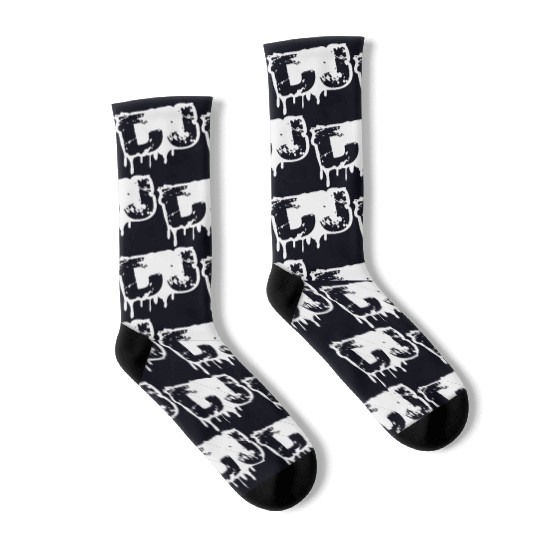 DJ Graffiti Spray Drops Music Party Text Lettering Socks