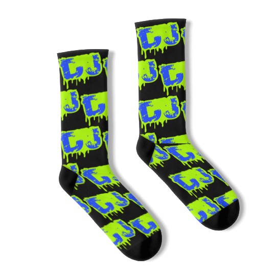 DJ Graffiti Spray Drops Music Party Text Lettering Socks