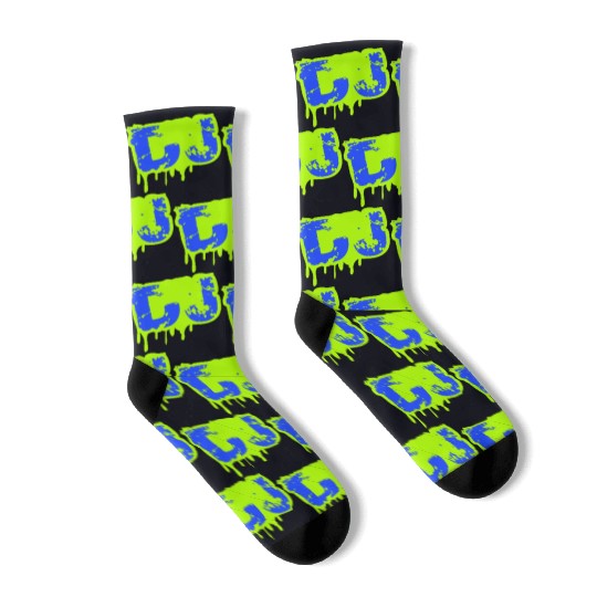 DJ Graffiti Spray Drops Music Party Text Lettering Socks