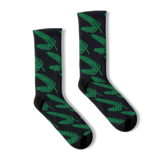 Fir branches embroidered Socks