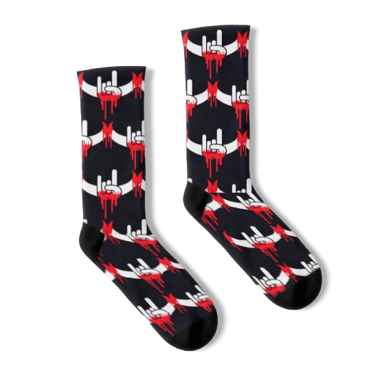 Heavy Metal Graffiti Drop Spray Horns Hand Gesture Socks