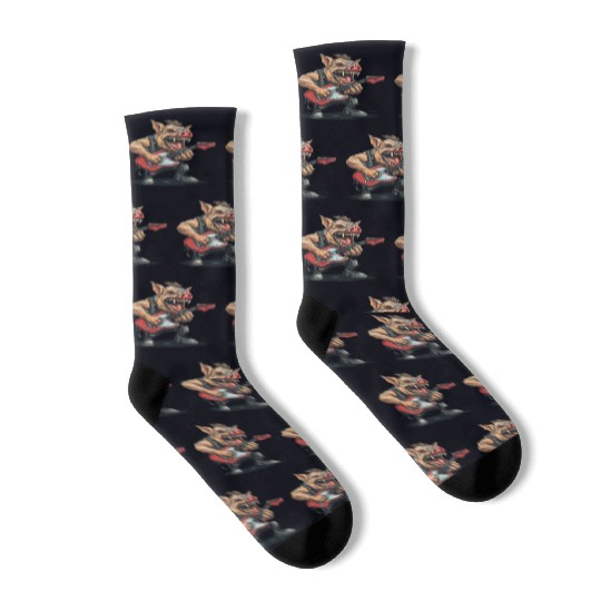 Punk Rock Guitar Pig Socks