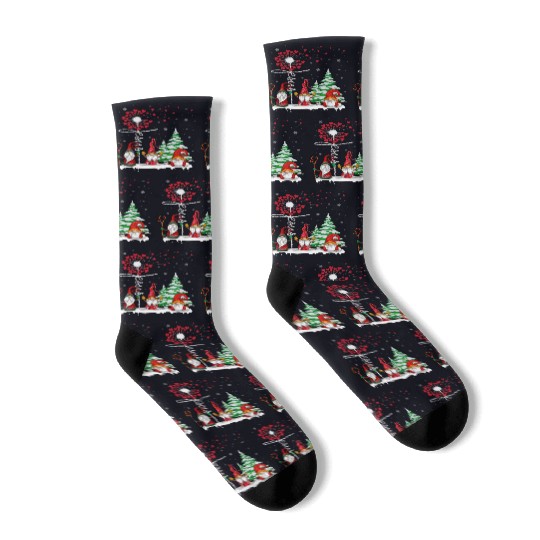Gnomes Jesus Dandelion Christmas Tree Socks