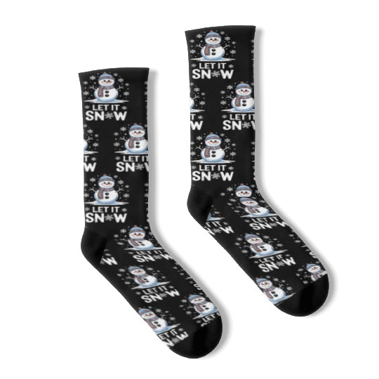 Let It Snow Snowman - Cute Winter Christmas 2024 Socks
