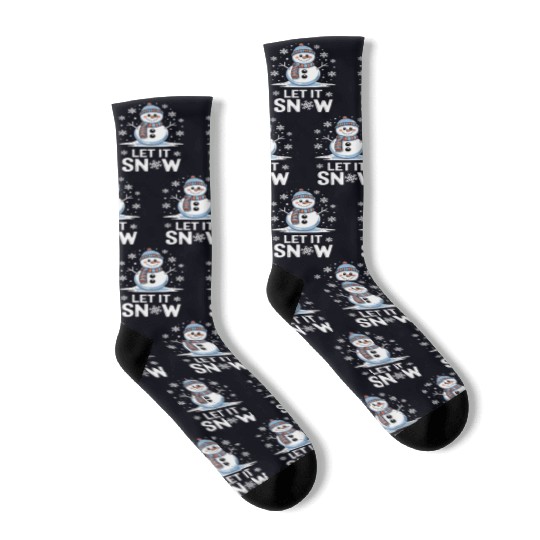 Let It Snow Snowman - Cute Winter Christmas 2024 Socks