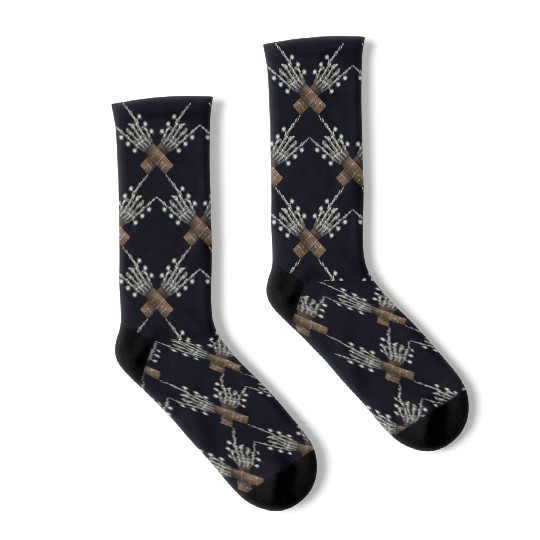 Rock On Guitar Rock & Roll Halloween Skeleton Hand Socks