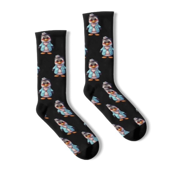 Penguin Doctor, Penguin Famila, Funny Penguin Socks
