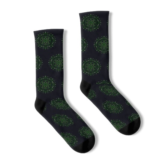 Elegant Green Mandala Design Socks