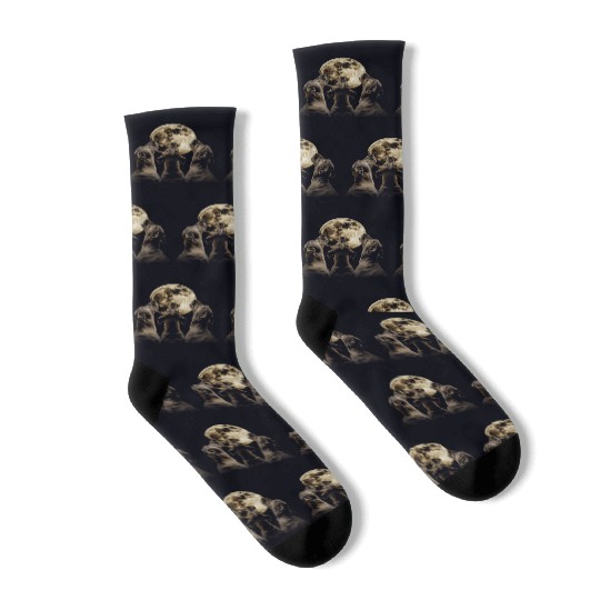 Great Dane Dog Howling Moon Socks