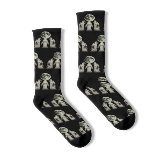 Great Dane Dog Howling Moon Socks