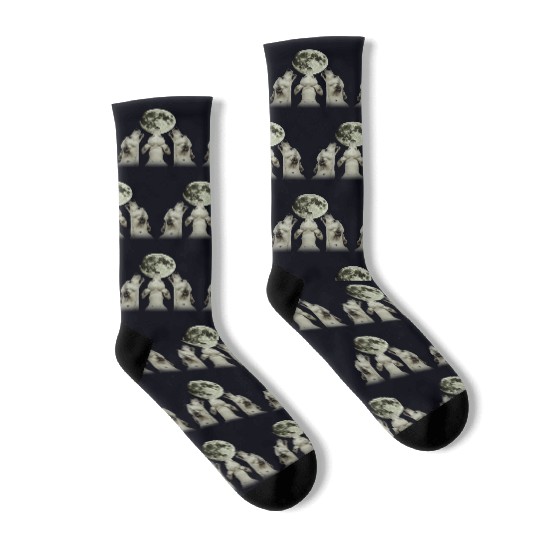 Great Dane Dog Howling Moon Socks