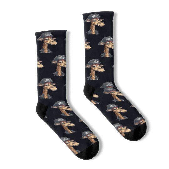 Tall Fun Smiling Pirate Giraffe Socks