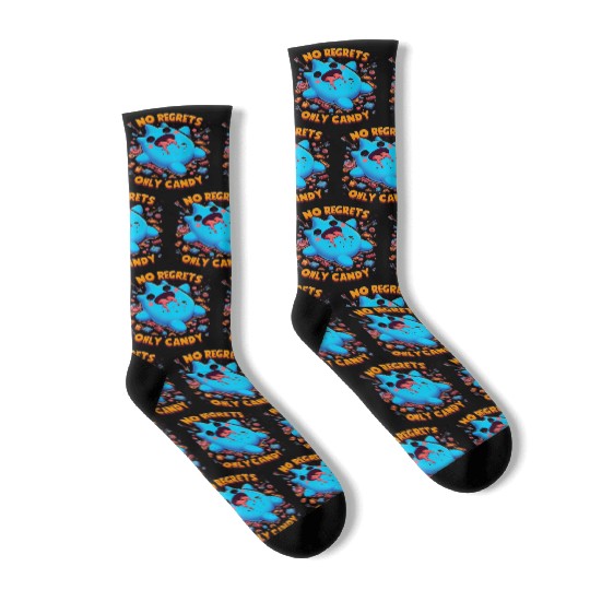 Stitch Halloween No Regrets Only Candy Socks