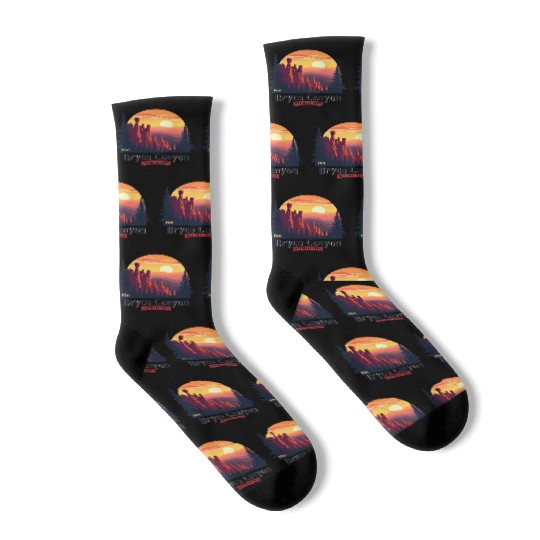 Bryce Canyon National Park Retro Illustraion V 02 Socks