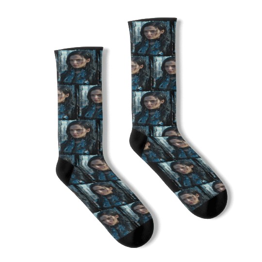 Portrait of a sci-fi cyberpunk girl Socks