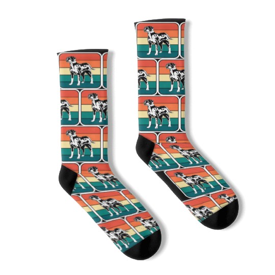 Retro Colorful Louisiana Catahoula Leopard Dog Socks