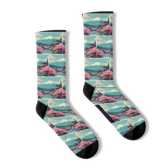 Serenity Beneath Mount Fuji Socks