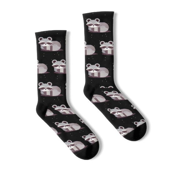 Minimalist raccoon animal illustration Socks