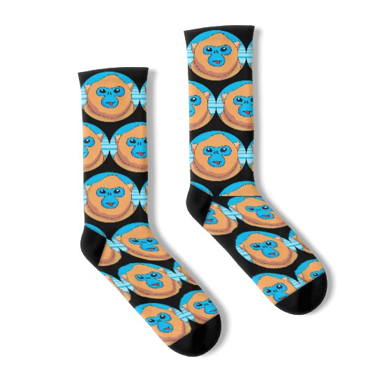 Monkey Lover Cute Snub Nosed Monkey Face Socks