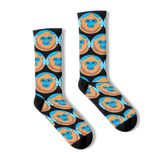 Monkey Lover Cute Snub Nosed Monkey Face Socks