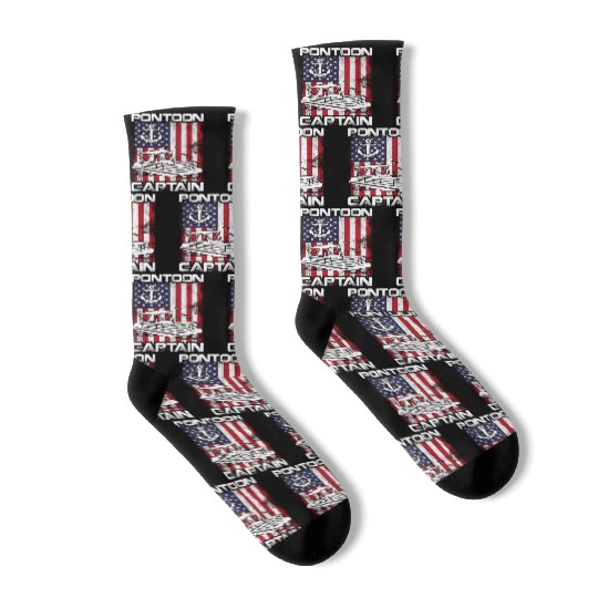 Pontoon Captain Patriotic 4th of July Family Socks