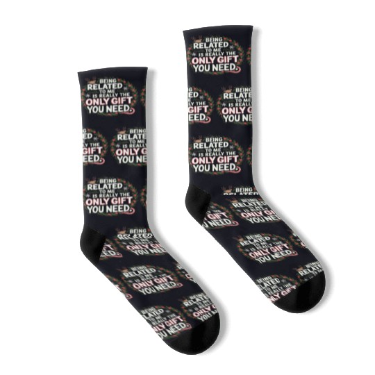 Funny Christmas Gift Quote Wreath Design Socks