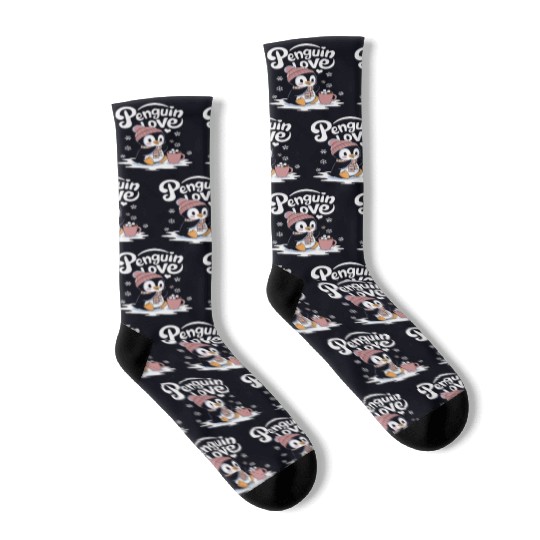 Penguin Love Winter Wonderland Cozy Vibes Socks