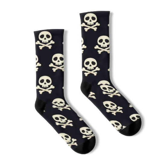 Cartoon skull and crossbones Socks