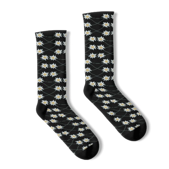 White Alps Edelweiss Flower Mountain Hiking Flower Socks