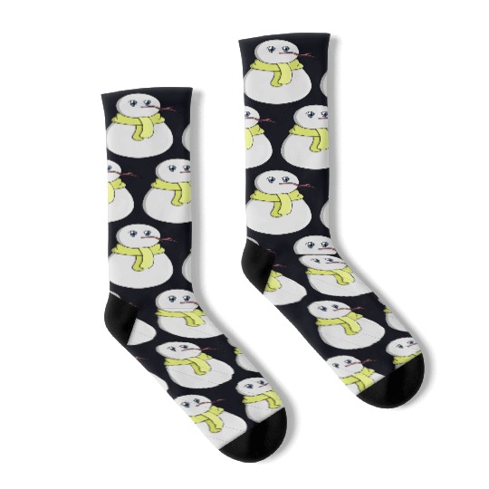 Snowman wearing a yellow scarf Socks