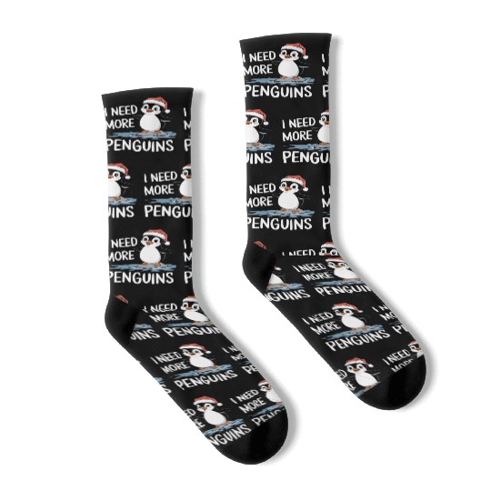 I Need More Penguins Cute Holiday Fun Socks