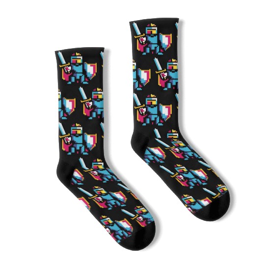 knight pixel art Socks