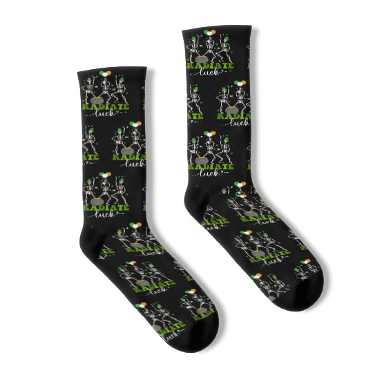 Skeleton Radiate St Patricks day shamrock Socks