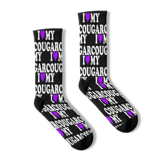 I Love Cougars Cougar Humor Valentine's Day 3BK4 Socks