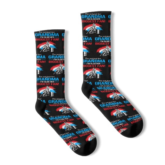 Grandma Biggest Fan Barrel Racing Grandma Socks