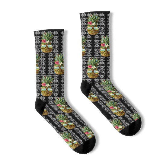 Pineapple Christmas Lights Socks