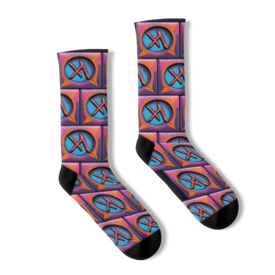 Bold Neon Graffiti Symbol Socks