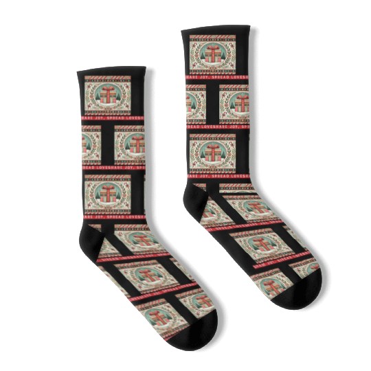 Gift Season, Share Joy, Spread Love Holiday Design Socks