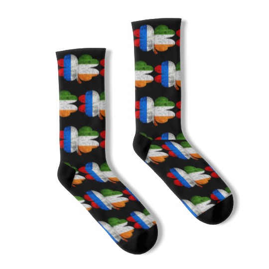 Russian Irish Shamrock Russia Ireland Flag Socks