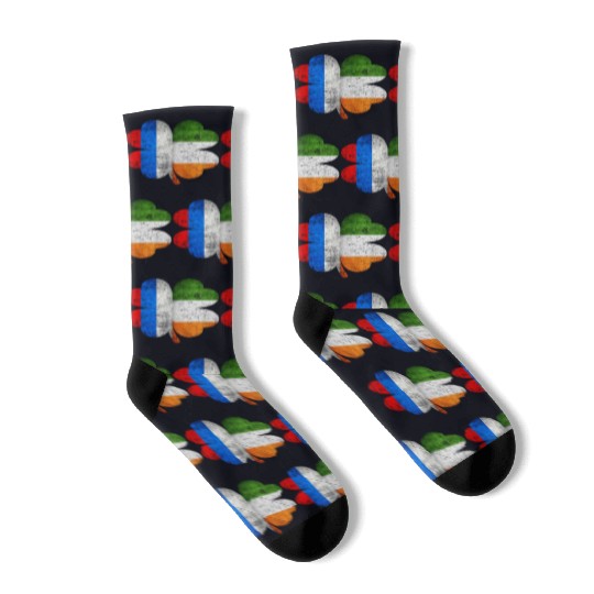 Russian Irish Shamrock Russia Ireland Flag Socks