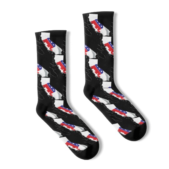 Republican Flag in California State Map CA Socks