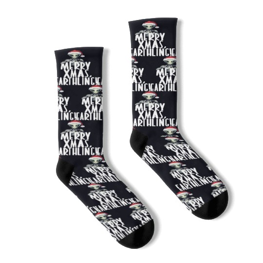 Happy Xmas Earthling Alien Christmas Socks