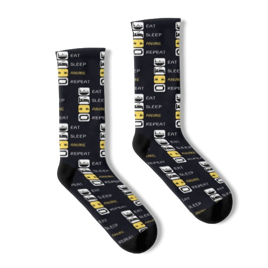 Eat Sleep Anime Repeat Japanese Culture Socks