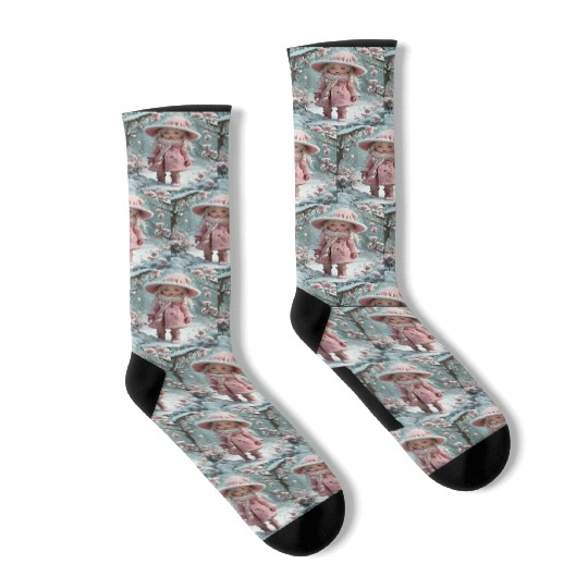 Full body of a realistic sweetness baby chibi girl Socks