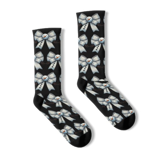 Snowman Coquette Bow, Merry Christmas Socks