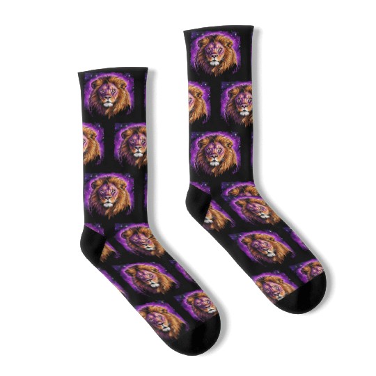 Starry Night Socks design of lion Rembrandt style